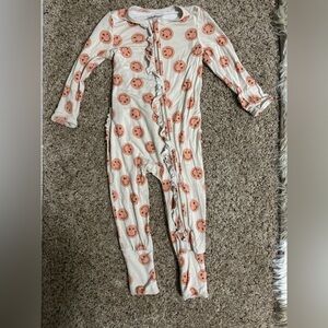 Milkmaid goods footie pjs Smiley Face Kids One Piece Pajama - Cream and Orange